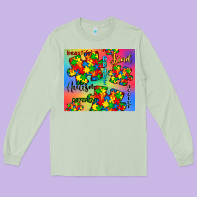 Autism Puzzle Piece Long Sleeve Tee Designed By Cowgirlartshop