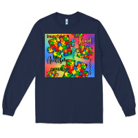 Navy autism puzzle piece Long Sleeve Tee - CowGirlArtShop