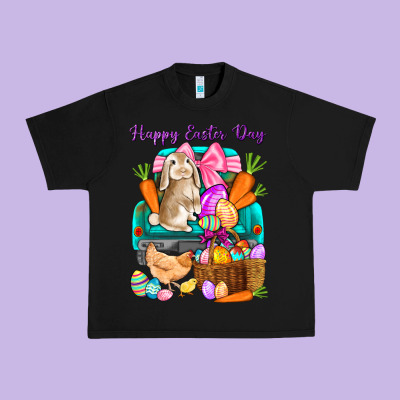 Happy Easter Day Truck Urban Heavy Tee Designed By Howdyjamesfarm