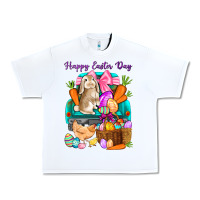 White Happy Easter Day truck Urban Heavy Tee - HowdyJamesFarm