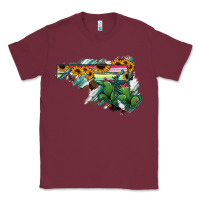 Burgundy Maryland Map Sunflower Cactus Serape Classic Tee - RanaPortraitStore