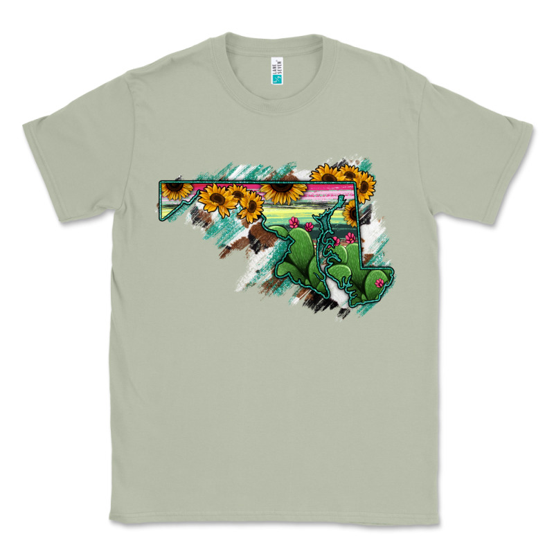 Maryland Map Sunflower Cactus Serape Classic Tee by RanaPortraitStore | Teevron
