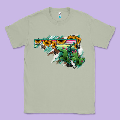 Maryland Map Sunflower Cactus Serape Classic Tee Designed By Ranaportraitstore