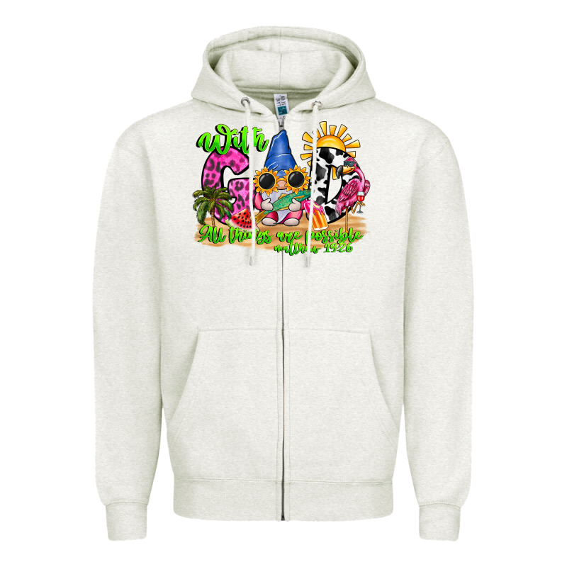With God All Things Are Possible Summer Zipper Hoodie by CowhideDigitalArt | Teevron