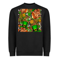 Black st patricks  cow with candy Heavyweight Sweatshirt - FaDigitalArtStudio