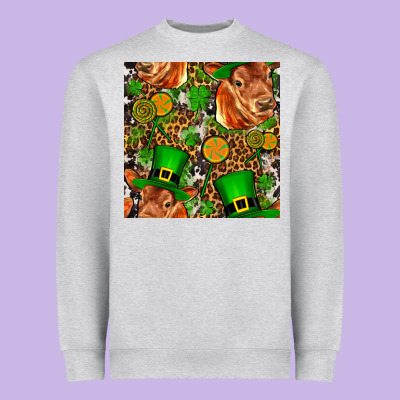 St Patricks  Cow With Candy Heavyweight Sweatshirt Designed By Fadigitalartstudio