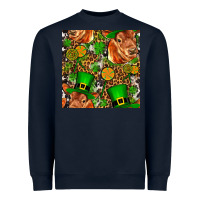 Navy st patricks  cow with candy Heavyweight Sweatshirt - FaDigitalArtStudio
