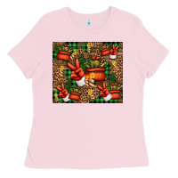 Bubblegum Pink Christmas Santa Claus peace hand Ladies Tee - Jasminsmagicworld