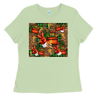 Matcha Christmas Santa Claus peace hand Ladies Tee - Jasminsmagicworld