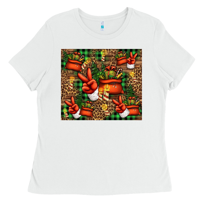 Christmas Santa Claus Peace Hand Ladies Tee by Jasminsmagicworld | Teevron