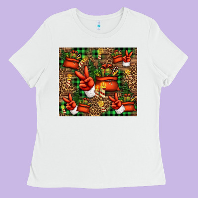Christmas Santa Claus Peace Hand Ladies Tee Designed By Jasminsmagicworld