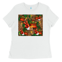 White Christmas Santa Claus peace hand Ladies Tee - Jasminsmagicworld