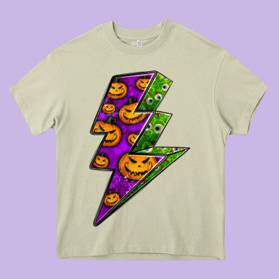 Halloween Lightning Bolt Heavy Core Tee Designed By Bundleandbundleshop