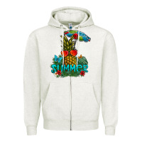 Oatmeal Heather Summer Zipper Hoodie - CowhideDigitalArt