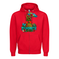 Red Summer Zipper Hoodie - CowhideDigitalArt