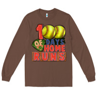 Chestnut 100 days of home runs softball Long Sleeve Tee - CowGirlArtShop