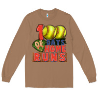 Toasted Coconut 100 days of home runs softball Long Sleeve Tee - CowGirlArtShop