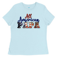 Baby Blue all american papa Ladies Tee - BarkalooDesign