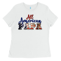 White all american papa Ladies Tee - BarkalooDesign