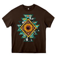 Chocolate Brown aztec leopard sunflower Heavy Core Tee - JahusDesignShop