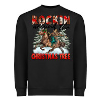 Black Rockin Around The Christmas Tree Rodeo Heavyweight Sweatshirt - FaDigitalArtStudio