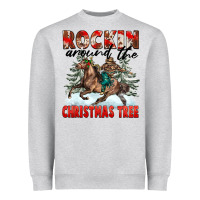 Heather Grey Rockin Around The Christmas Tree Rodeo Heavyweight Sweatshirt - FaDigitalArtStudio