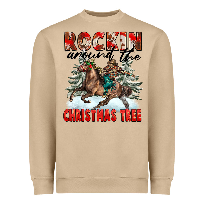 Rockin Around The Christmas Tree Rodeo Heavyweight Sweatshirt by FaDigitalArtStudio | Teevron