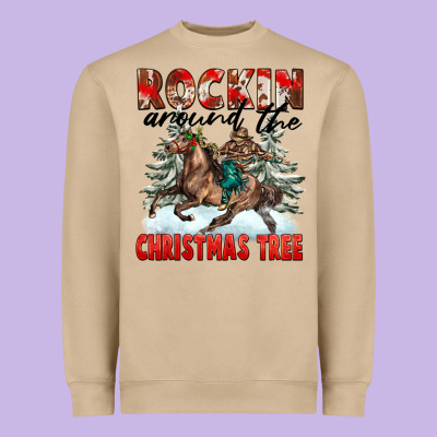 Rockin Around The Christmas Tree Rodeo Heavyweight Sweatshirt Designed By Fadigitalartstudio