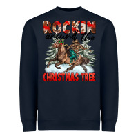 Navy Rockin Around The Christmas Tree Rodeo Heavyweight Sweatshirt - FaDigitalArtStudio