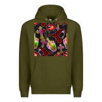 Army Green halloween bad witch seamless pattern Premium Hoodie - BundleAndBundleShop