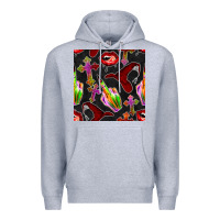 Heather Grey halloween bad witch seamless pattern Premium Hoodie - BundleAndBundleShop