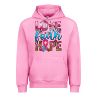 Fuchsia Pink love faith hope with cancer ribbon  ado Urban Hoodie - AdoDesignShop