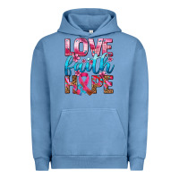 Pigment Pebble Blue love faith hope with cancer ribbon  ado Urban Hoodie - AdoDesignShop