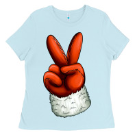 Baby Blue Christmas peace hand Ladies Tee - Jasminsmagicworld