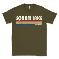 Army Green Vintage 70S 80S Style Squam Lake Nh Classic Tee - lanVoArt