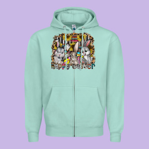 Happy Easter Zipper Hoodie Designed By Cowhidedigitalart