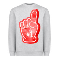 Heather Grey number one foam finger Heavyweight Sweatshirt - FaDigitalArtStudio