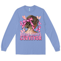 Colony Blue breast cancer survivor messy bun Long Sleeve Tee - CowGirlArtShop