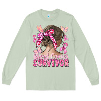 Matcha breast cancer survivor messy bun Long Sleeve Tee - CowGirlArtShop