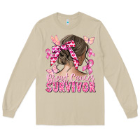 Mushroom breast cancer survivor messy bun Long Sleeve Tee - CowGirlArtShop