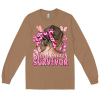 Toasted Coconut breast cancer survivor messy bun Long Sleeve Tee - CowGirlArtShop