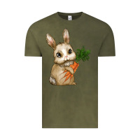 Vintage Olive Happy Easter With Bunny And Carrot Vintage Tee - RanaPortraitStore