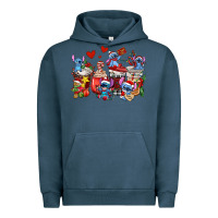 Pigment Midnight Navy christmas stitch coffee cups Urban Hoodie - AdoDesignShop