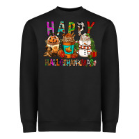 Black Happy hallothankmas coffee cups Heavyweight Sweatshirt - FaDigitalArtStudio