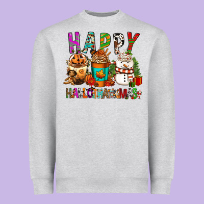 Happy Hallothankmas Coffee Cups Heavyweight Sweatshirt Designed By Fadigitalartstudio