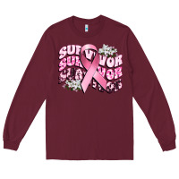 Burgundy survivor breast cancer Long Sleeve Tee - CowGirlArtShop