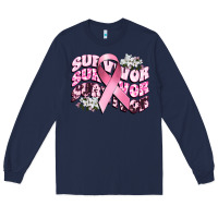 Navy survivor breast cancer Long Sleeve Tee - CowGirlArtShop