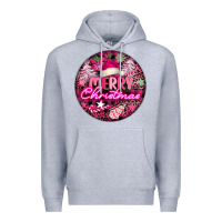Heather Grey pink merry christmas Premium Hoodie - FaDigitalArtStudio