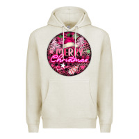 Oatmeal Heather pink merry christmas Premium Hoodie - FaDigitalArtStudio