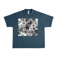 Midnight Navy black and white floral Urban Heavy Tee - TumblerDesignByShophia